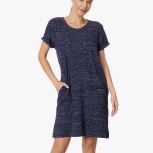 Pact Piper Tee Dress Organic Cotton Heathered Navy Blue Small